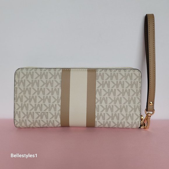 MICHAEL KORS Jet Set Travel Continental Signature Logo Colorblock Stripe Wallet - Picture 7 of 16